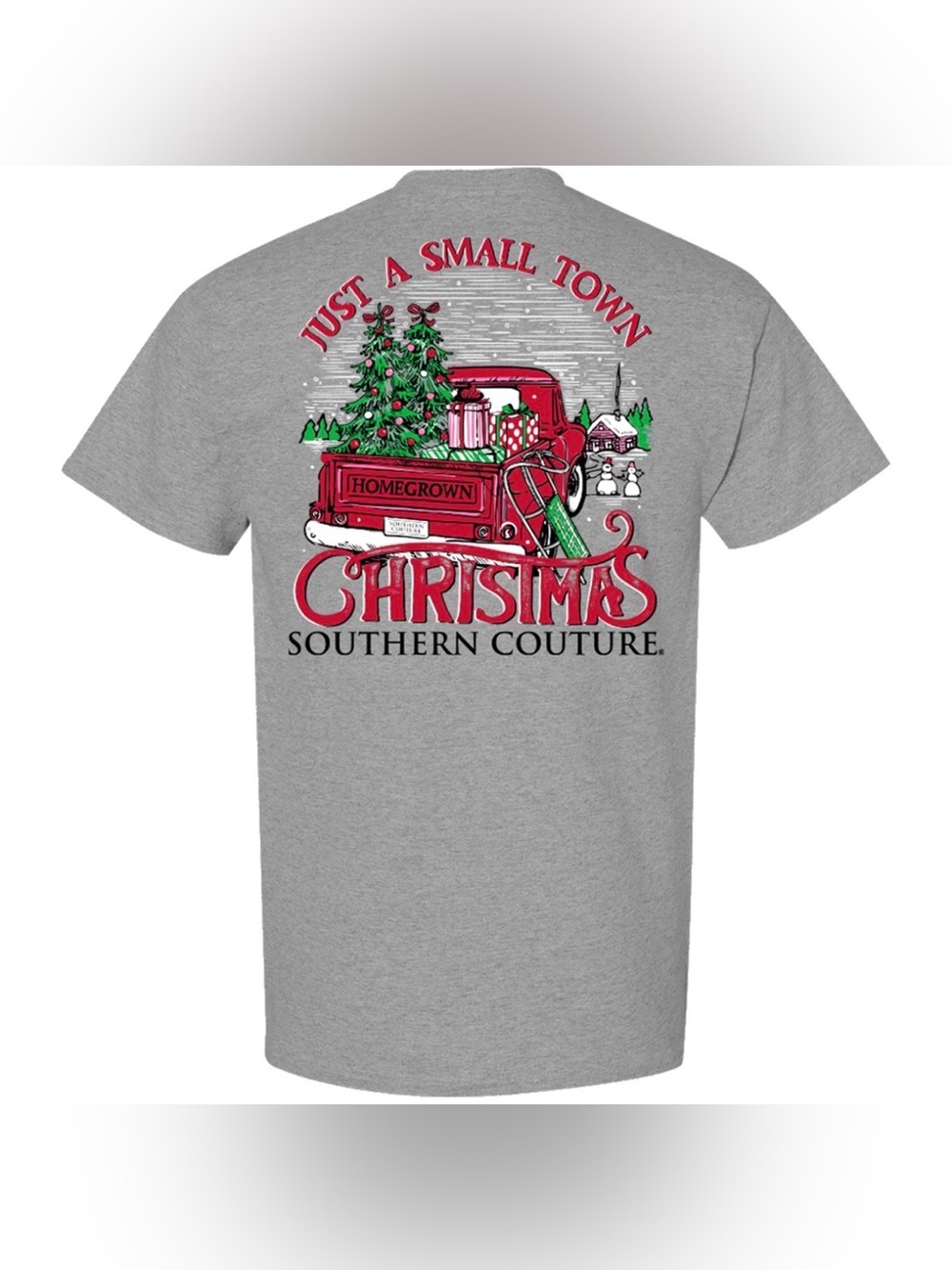 NWT Southern Couture 'Just A Small Town Christmas' Gray Tee